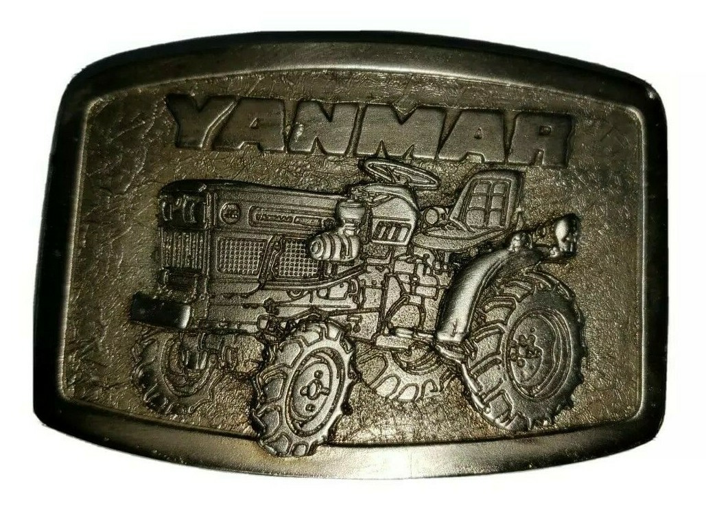 Vintage YANMAR Tractor Pewter Belt Buckle Spec Cast Rockford Illinois 3D