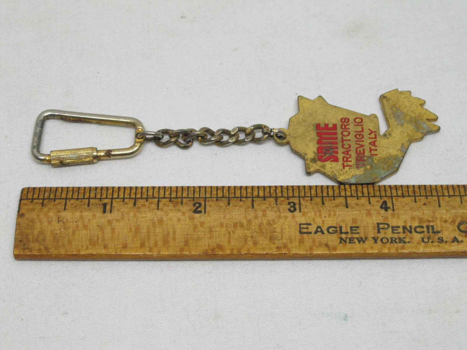SAME Tractors Tiger Emblem Italy Key Chain Advertising Logo Vtg Old Antique