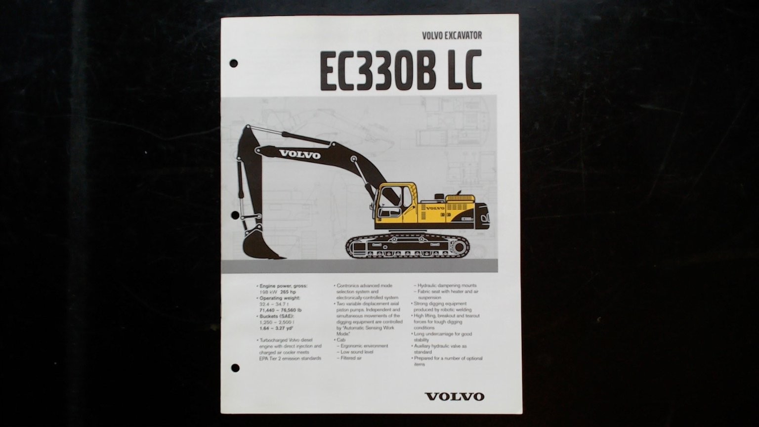 Volvo EC330B LC Excavator Brochure Vintage Construction Equipment