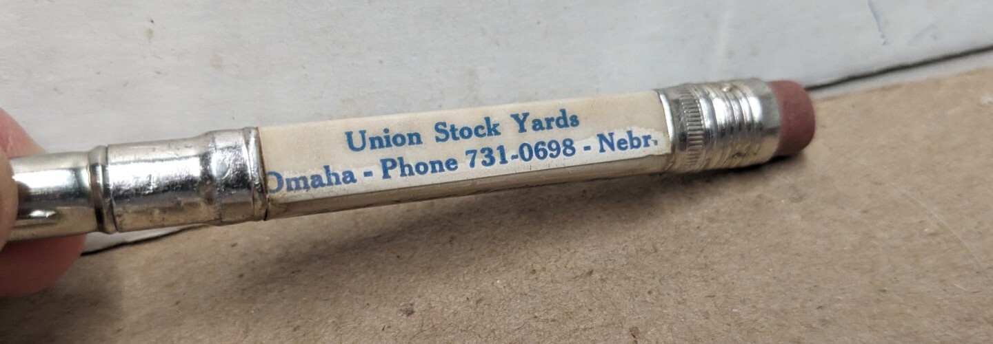 Vintage Lindley Livestock Commission Co Union Stockyards Omaha NE Bullet Pencil