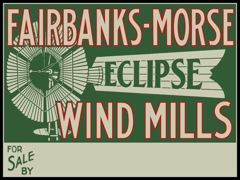 Fairbanks Morse Eclipse Windmills New Sign: 18×24&Prime; USA STEEL XL Size
