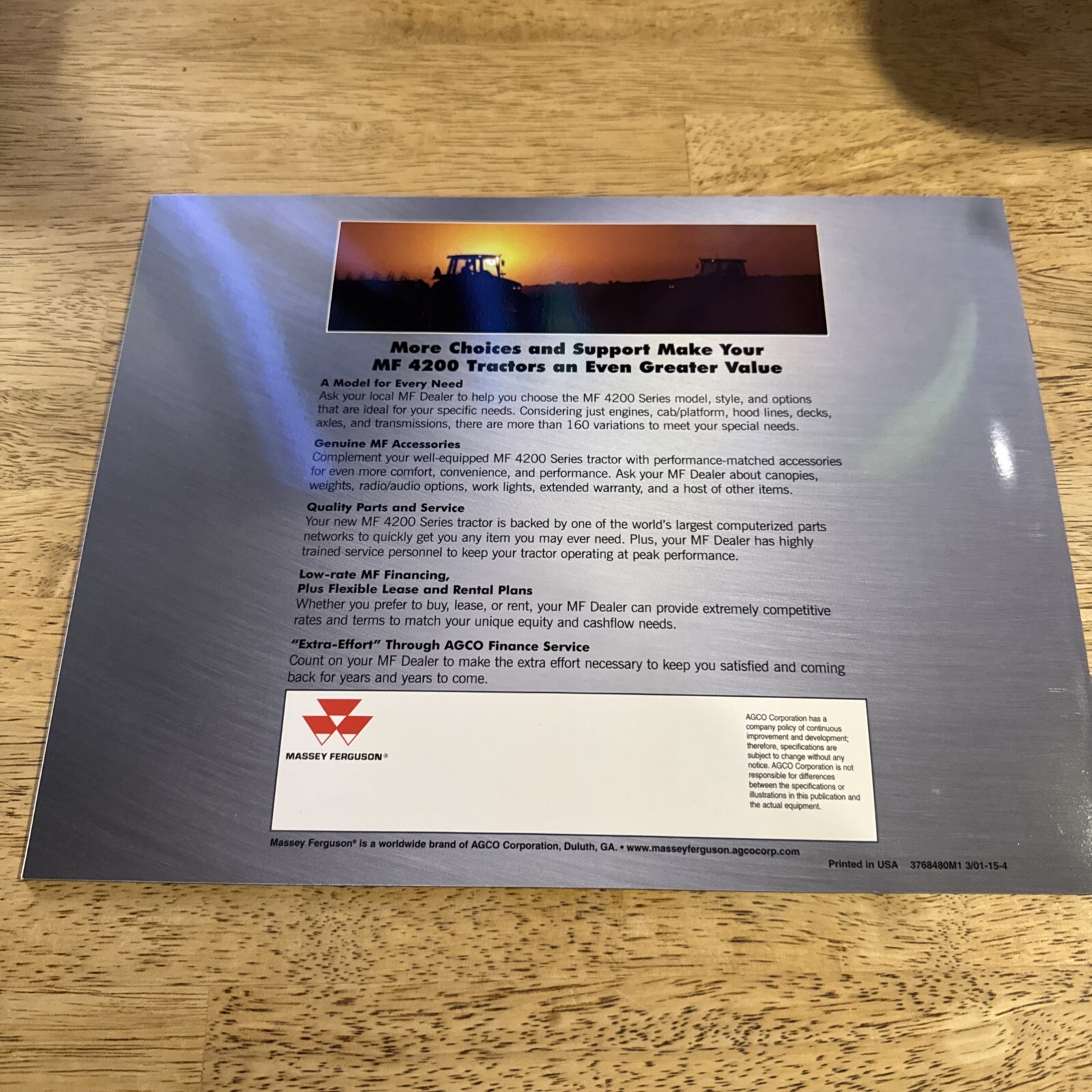 2001 MASSEY FERGUSON 4200 Series 55-99 PTO HP Tractors Sales Brochure