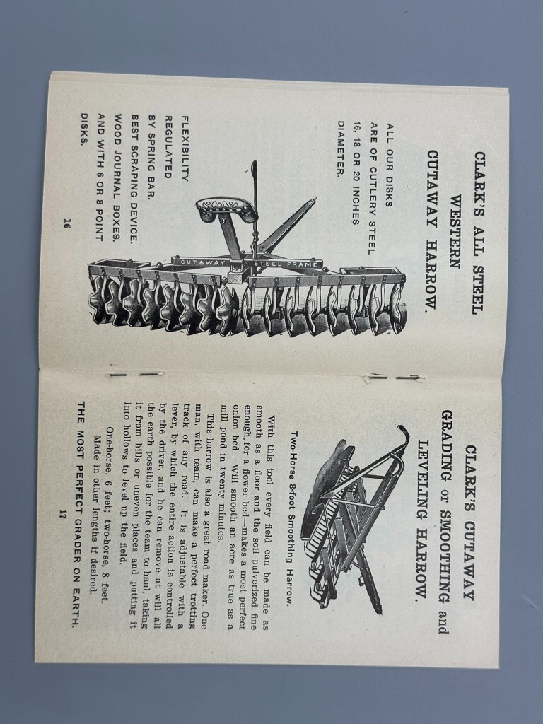c 1900 CUTAWAY HARROW Machinery FARM Advertising HIGGANUM CONNECTICUT Illustrate