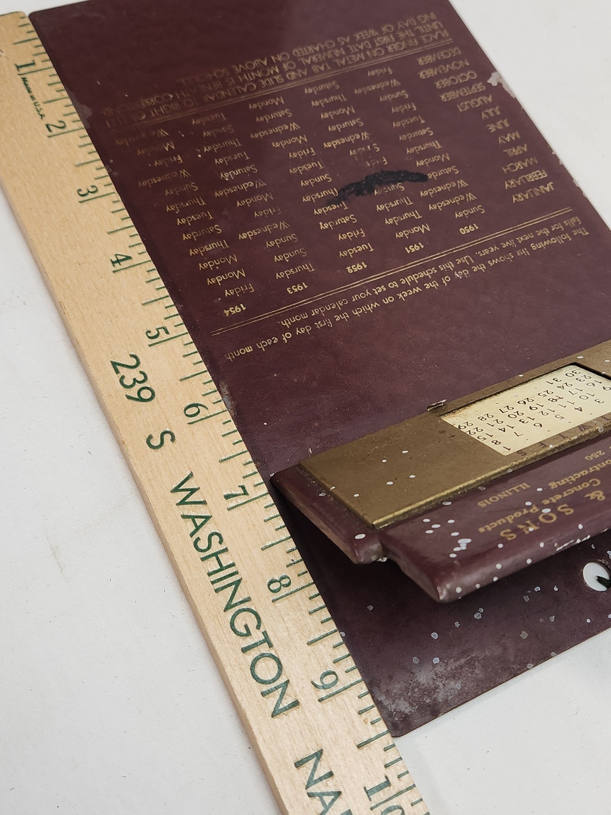 Vintage 1950 John Keller & Sons Eureka IL Perpetual Calendar Advertising Gravel