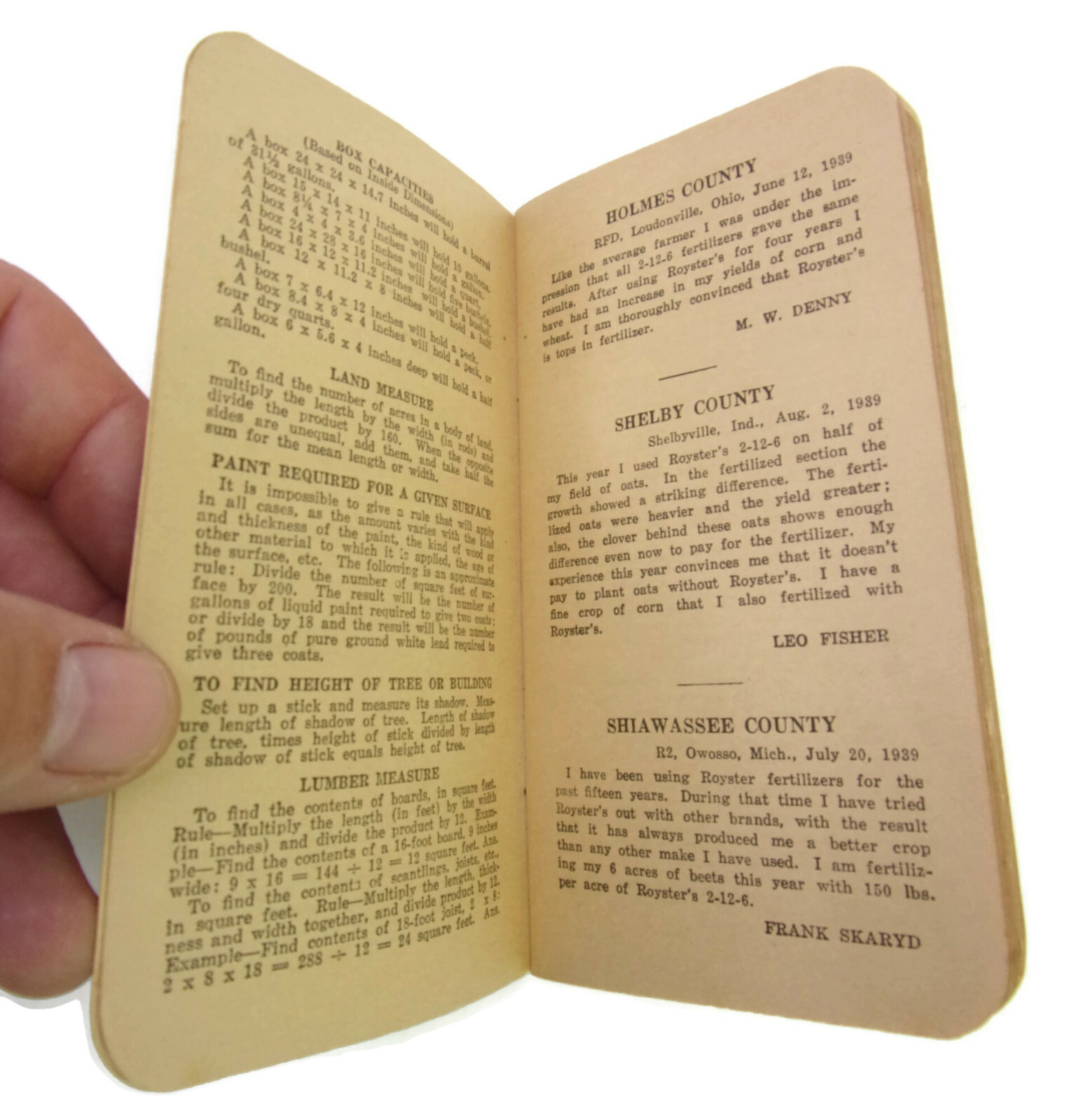1940-41 Royster Fertilizers Advertising Unmarked Pocket Book TOLEDO INDIANAPOLIS