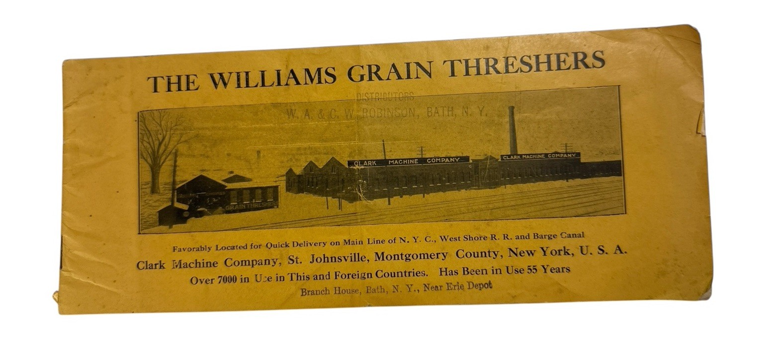 Antique Williams Grain Thresher Brochure Clark Machine Co NY Farm Machinery