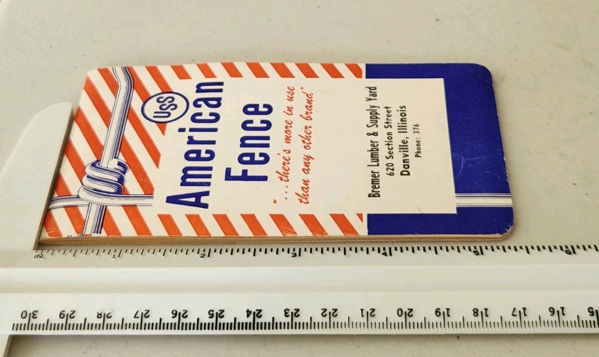 BREMER LUMBER & SUPPLY YARD American Fence Products NOTEBOOK Danville Illinois