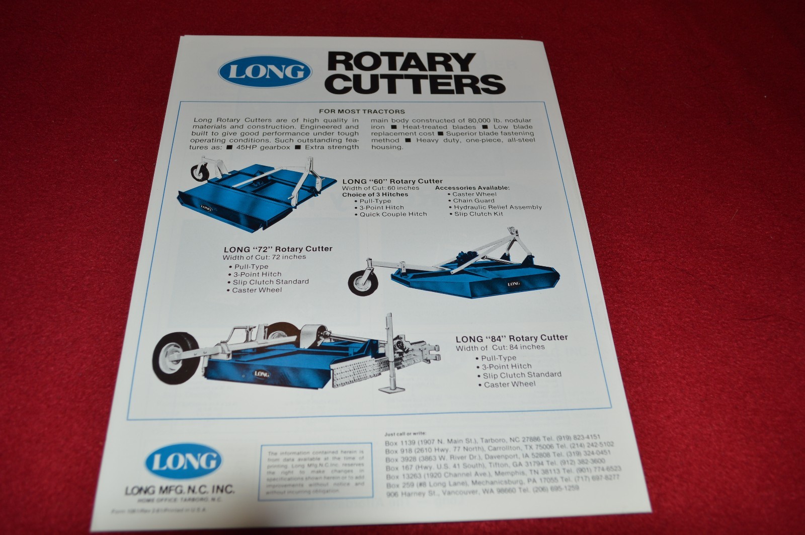 Long Tractor Rotary Tiller Dealers Brochure 1061 LCOH