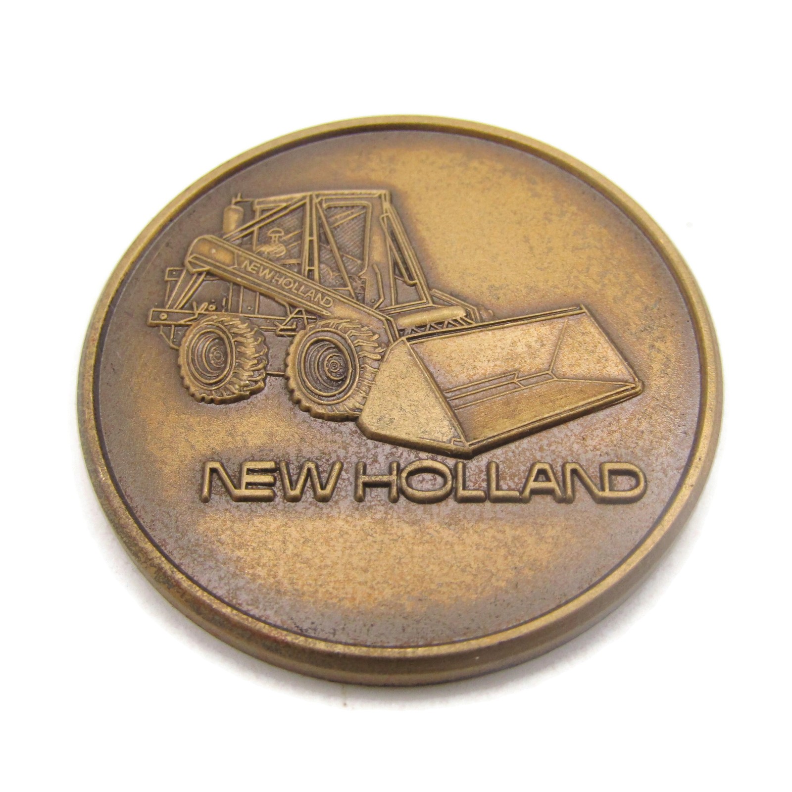 Vintage New Holland Loader Construction Equipment Bronze Tone Medal