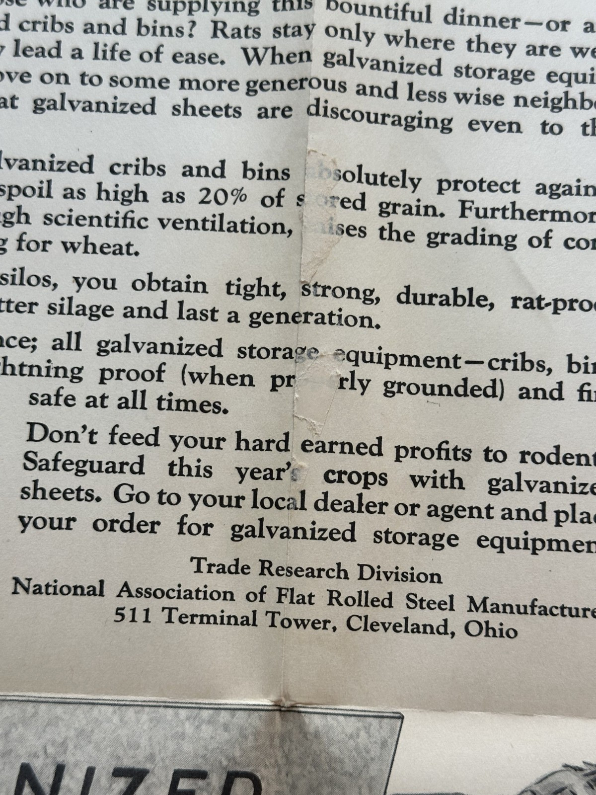 1930s Martin Steel CORN CRIB Farm Advertising Poster Rat Graphic MANSFIELD OH