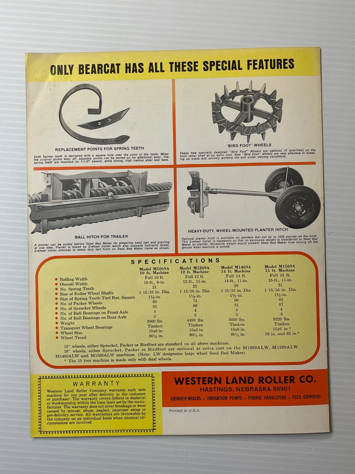 1970 Bear Cat Seed Bed Maker – Original Dealer Sales Brochure (Dated 7 / 1970)
