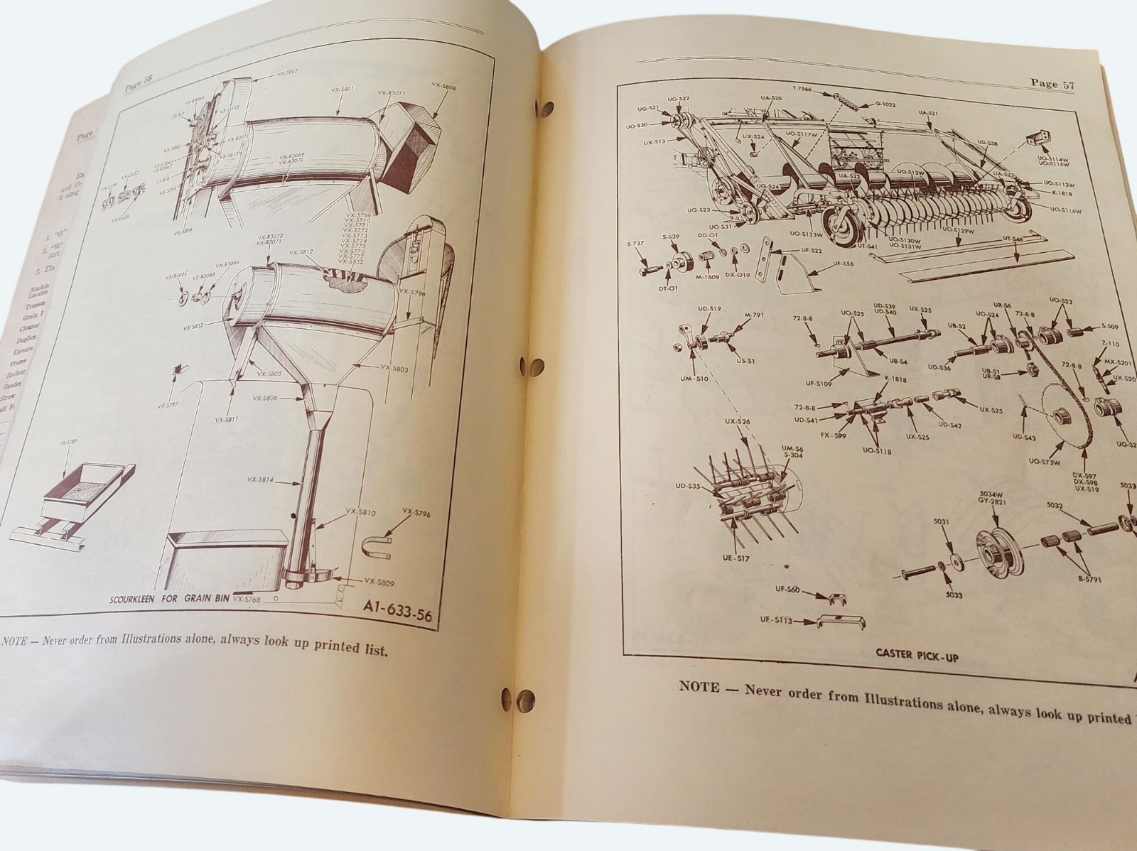 Vtg 1959 Cockshutt SP427 & SP428 Harvester Combines Parts List Manual
