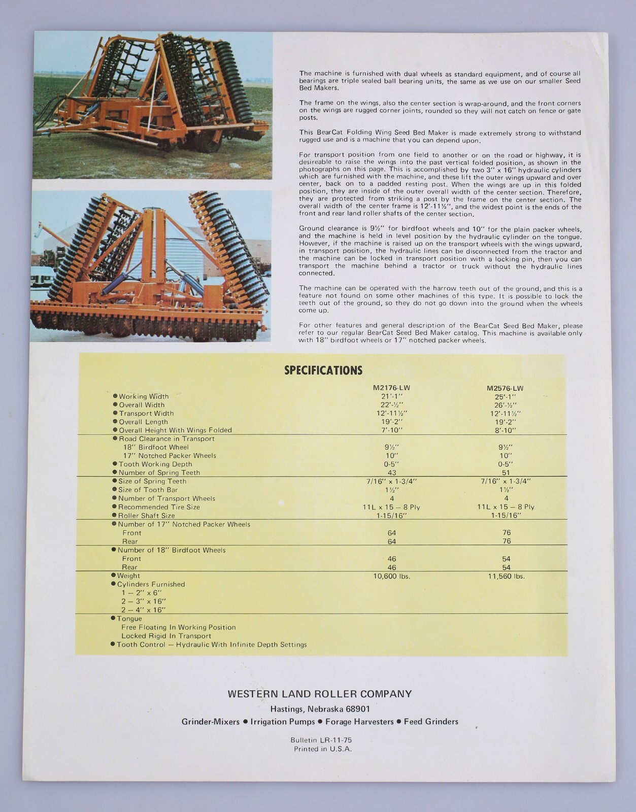 Vintage Bear Cat Folding Wing Seed Bed Maker One Page Flyer Hastings Nebraska