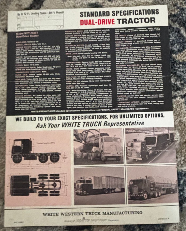 White Freightliner Dual Drive Tractor Truck for 1968 Brochure DCPA26
