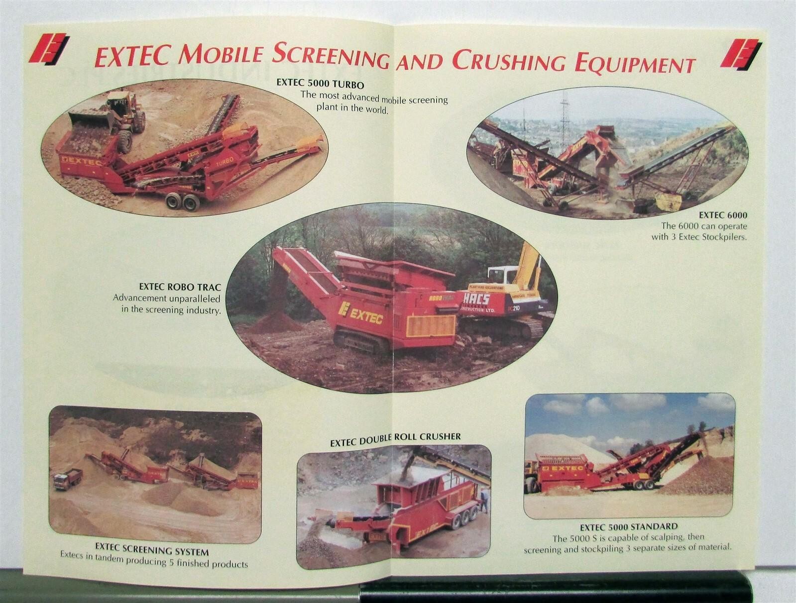 1990s Extec Screens & Crusher Equipment Specification Construction Sale Brochure