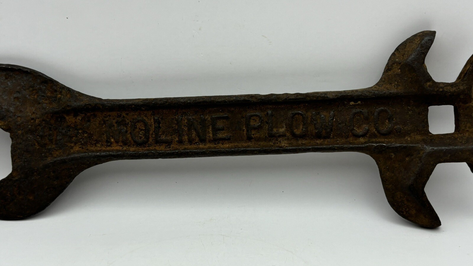 Old Farm Barn Find Vintage Hand Tool Moline Plow CO. Embossed Advertising Wrench