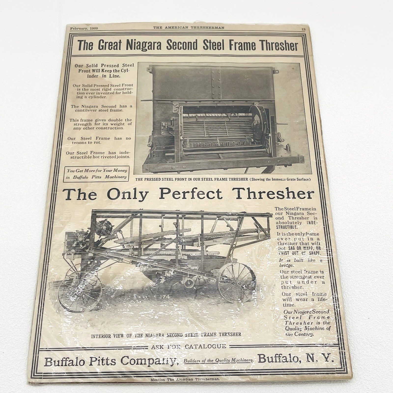 Lot of 3 Vintage 1909 Farm Machine Magazine Ads Feb The American Thresherman