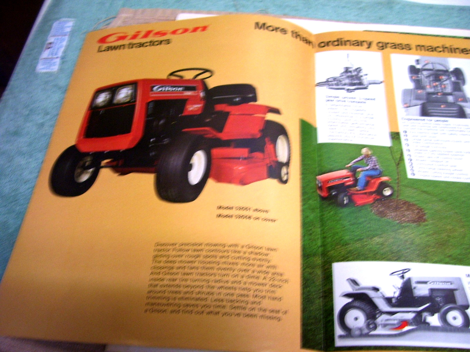 Two 1978 GILSON Lawn Tractors & Tillers Color Sales Brochures, Original