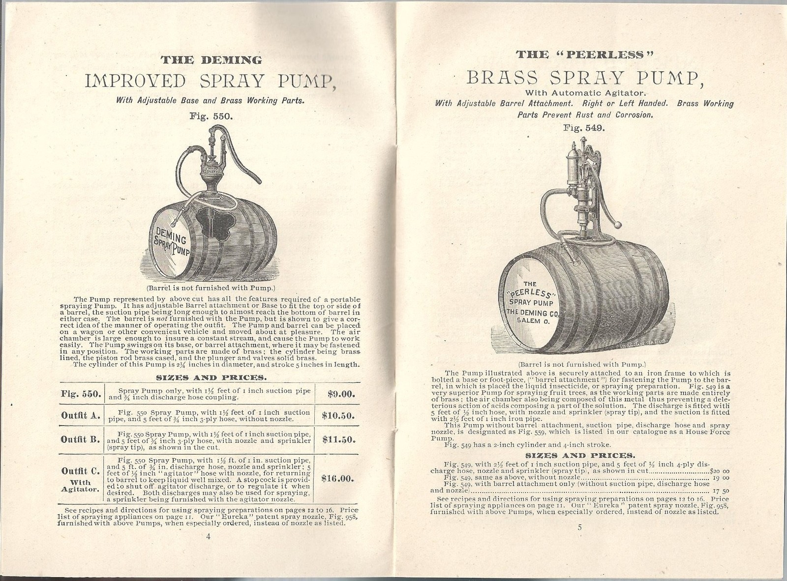 Deming Company Sales Booklet for Portable Force Pumps c1890s Illustrated