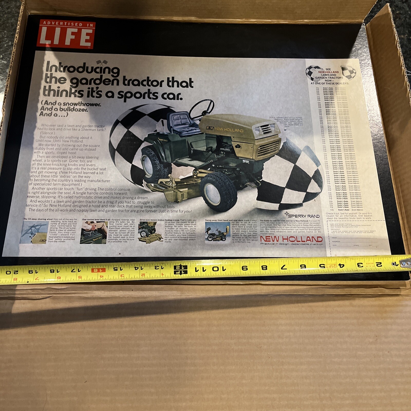 VTG New Holland Garden Tractor 1971 Cardboard Dealer Countertop Advertising NOS