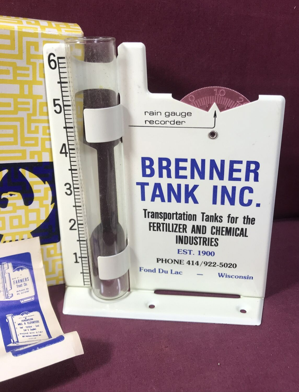 Vtg NIB Brenner Tank Inc Semi trailer ADVERTISING RAIN GAGE fertilizer chemical