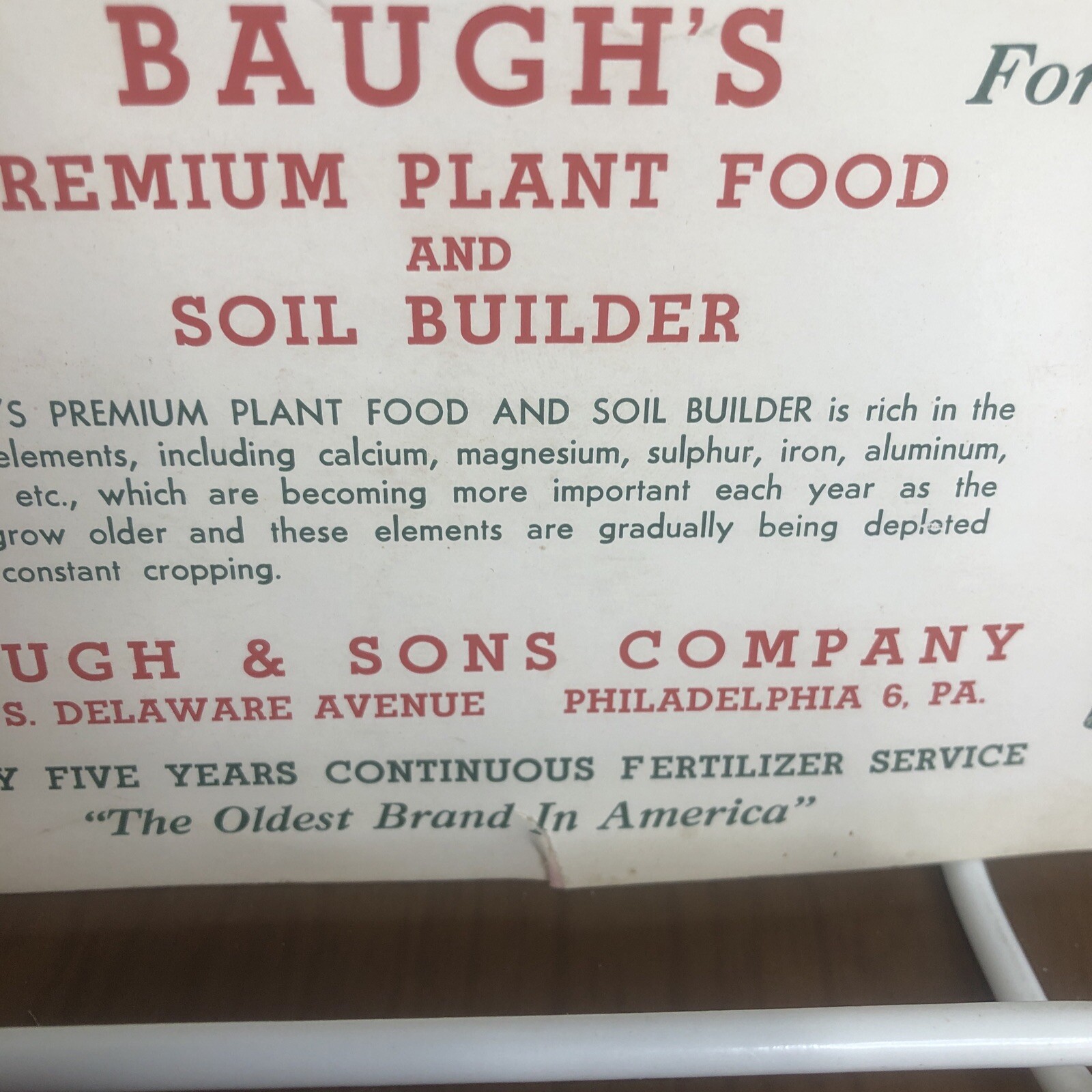 Baugh&rsquo;s Fertilizers Advertising Scratch Pad and Information