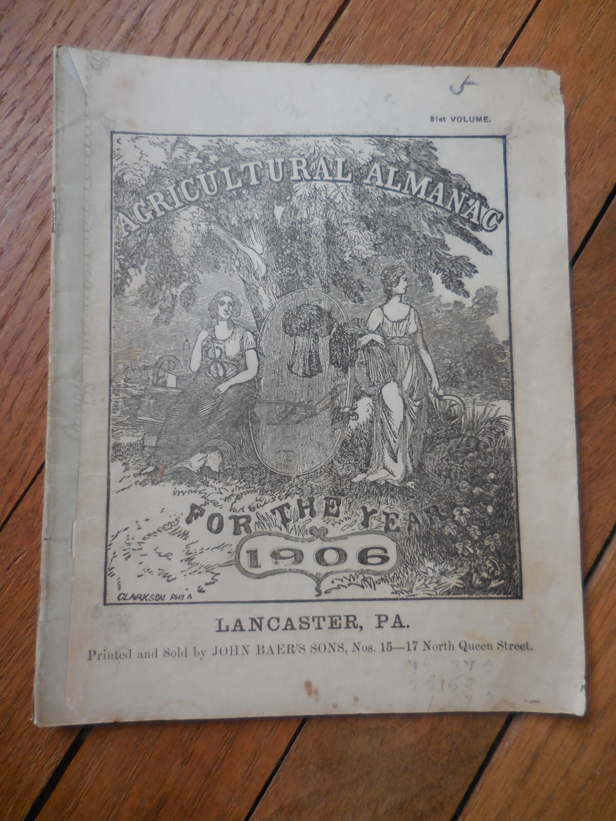 4 Vintage Agricultural Almanacs, Lancaster, PA 1906, 1908, 1909, 1910, J. Baer