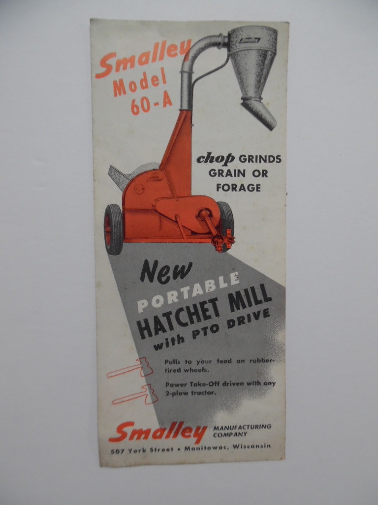 c.1940s Smalley Mfg Co Model 60-A Portable Hatchet Mill Catalog Brochure Vintage