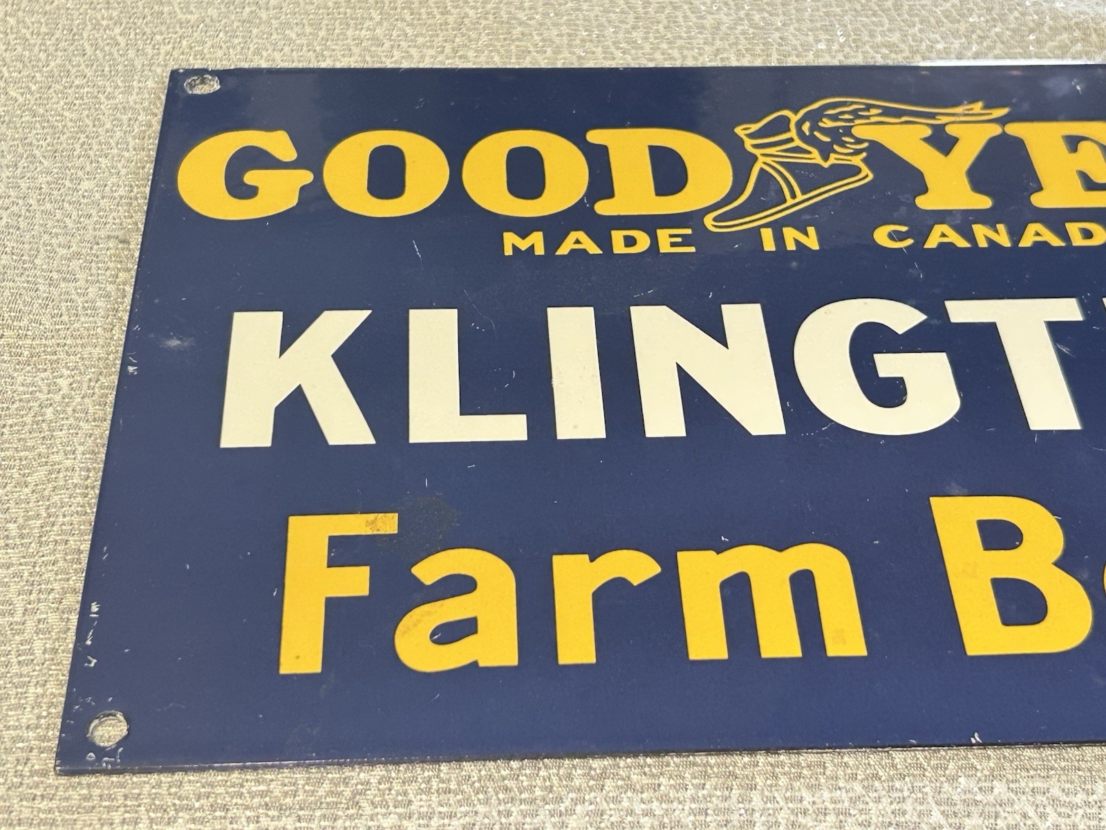 Vintage Porcelain Goodyear Klingtite Farm Belts Metal Sign