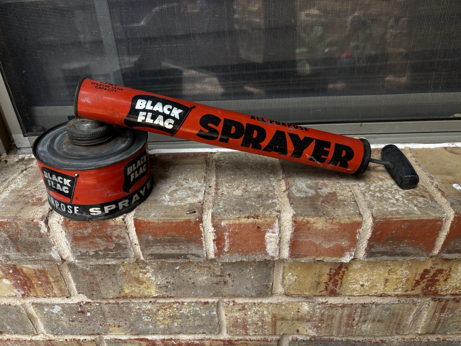 Vintage Black Flag All Purpose Bug Pump Sprayer Antique wood handle.