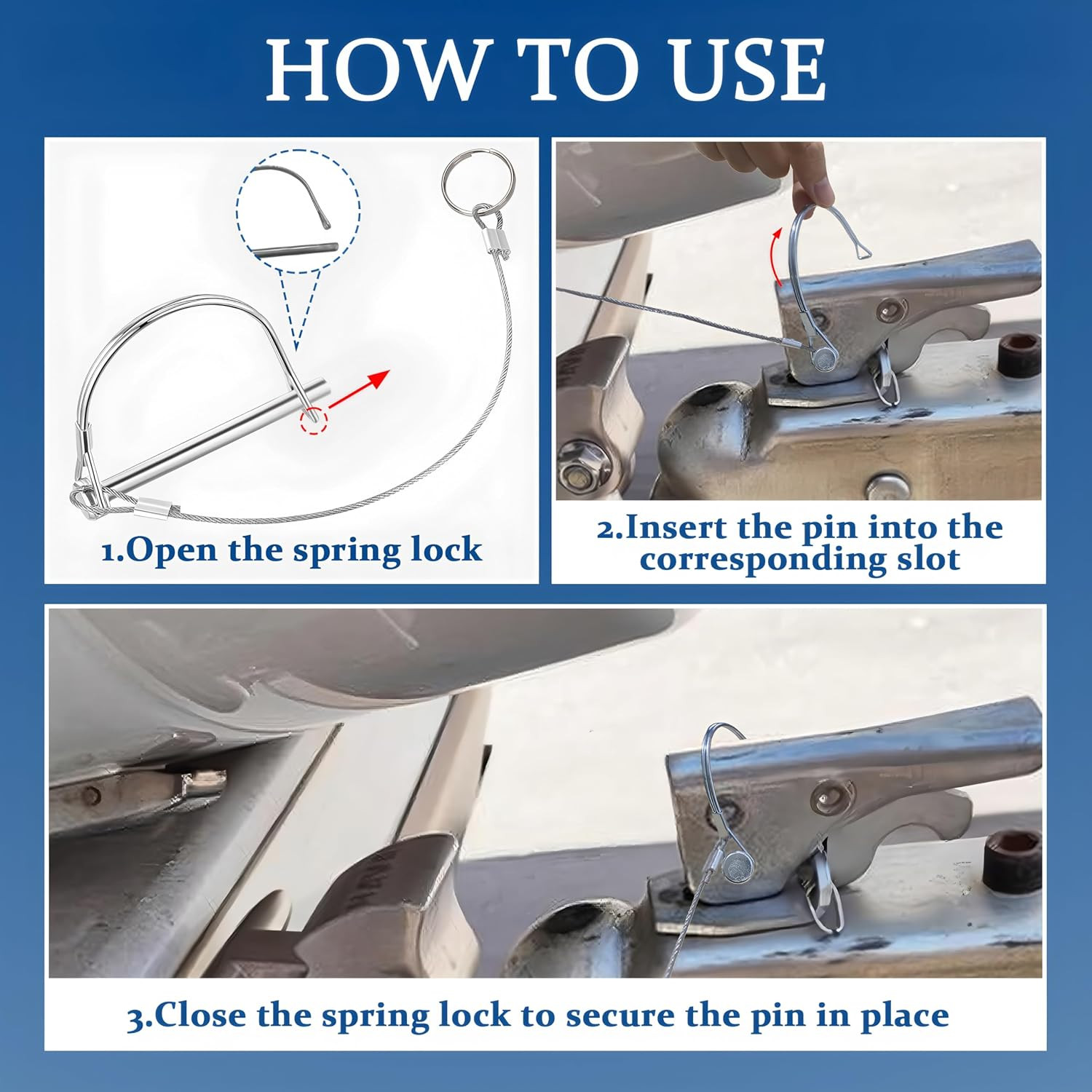 2Pack Locking Pins,Trailer Pin with Anti-Lost Rope Ring,Premium Trailer Hitch Pi