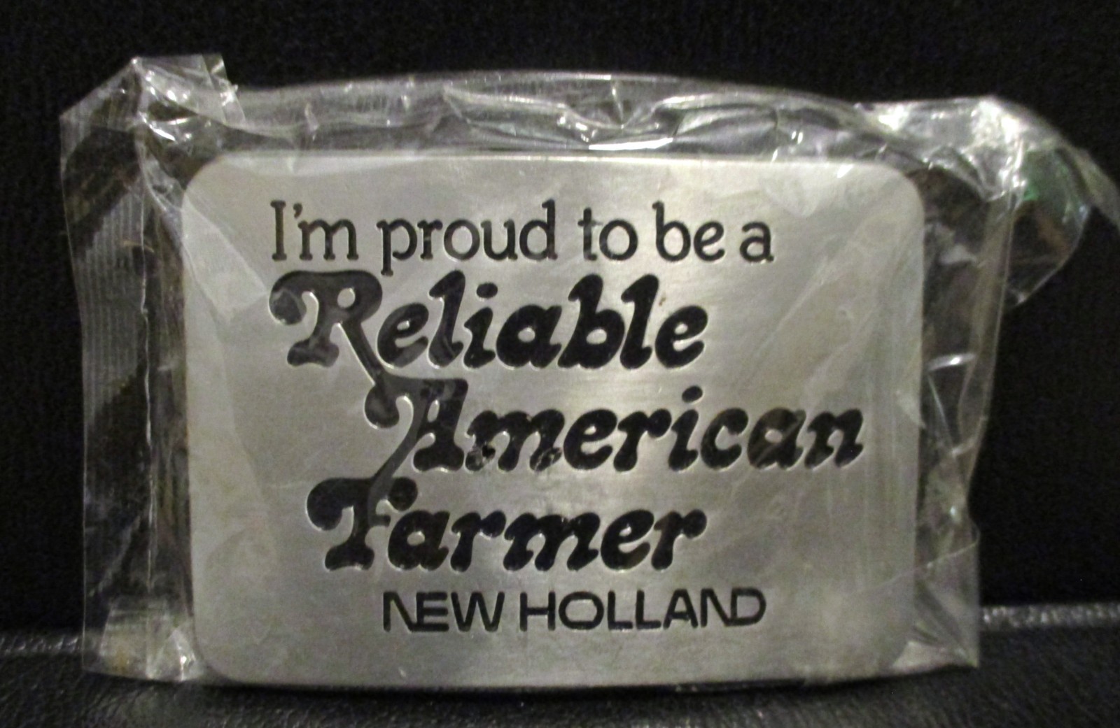 New Holland Proud Reliable American Farmer Belt Buckle Pewter Collectible 1982