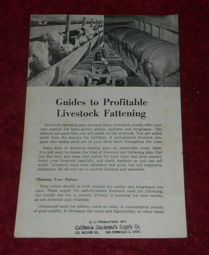 Vintage National Cottonseed Product Booklet Livestock Fattening Guide California