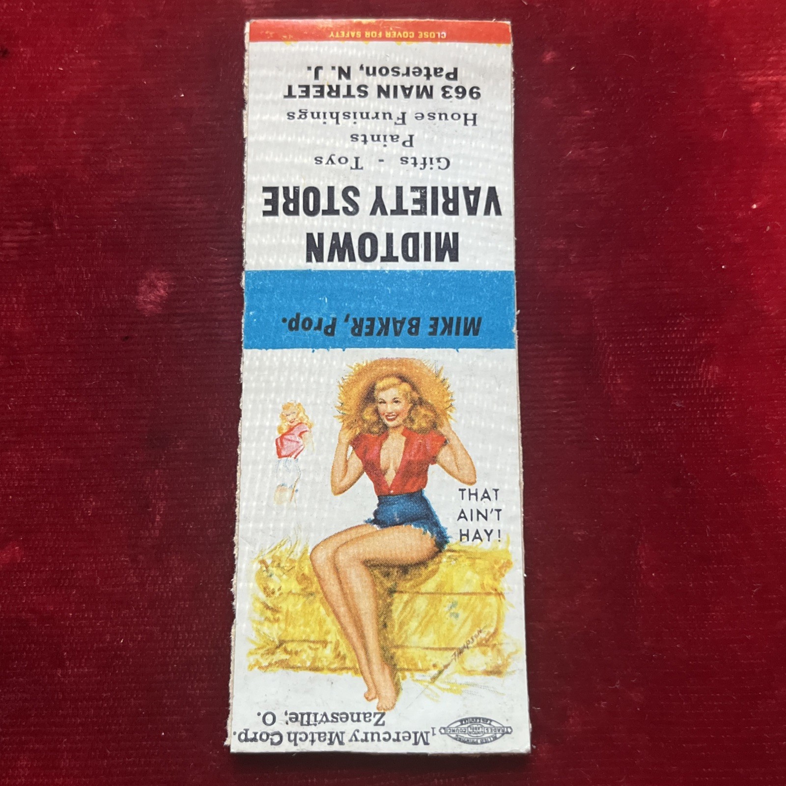 Sexy Model Female Women Girl Vintage Antique Pinup Matchbook Cheesecake FARM HAY