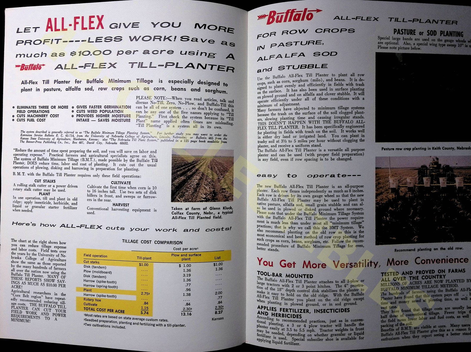 Vintage Buffalo Till Plant System Brochure Farm Equipment Spec Sheet