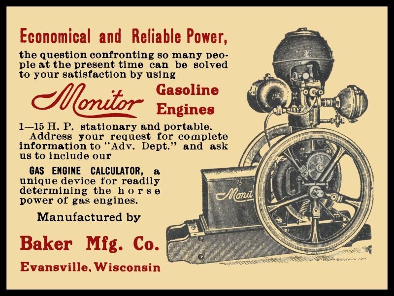 Monitor Gasoline Engines, Evansville Indiana NEW Sign: 24×30&Prime; USA STEEL XL Size