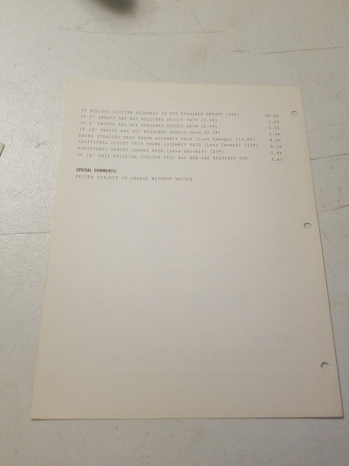 1970 PITTSBURGH FORGINGS CO. Parallel Linkage CULTIVATOR BROCHURE & PRICE LIST