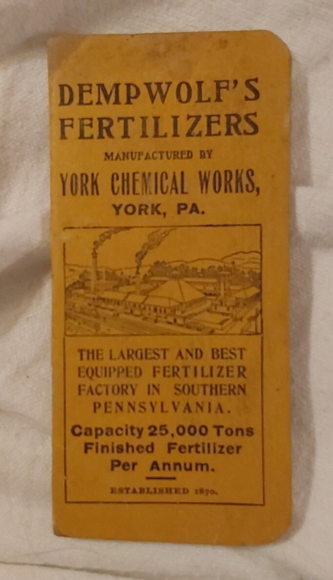 Vintage Old Notebook DEMP WOLF&rsquo;S FERTILIZERS of York Chemical Works Pennsylvania