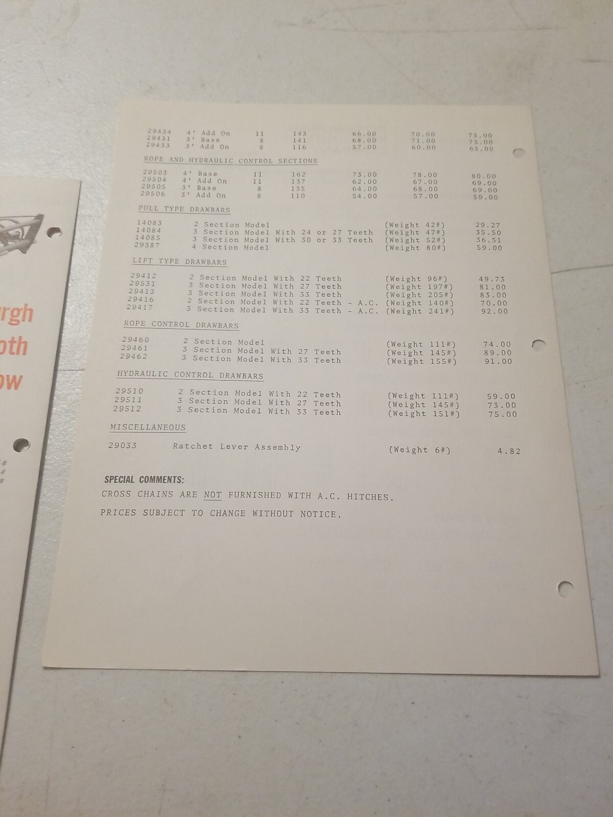 1970 PITTSBURGH FORGINGS CO. SPRING TOOTH HARROWS BROCHURE &PRICE LIST