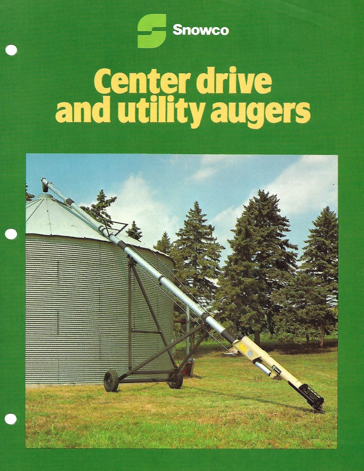 Farm Equipment Brochure – Snowco – Center Drive & Utility Augers – c1980 (F9602)