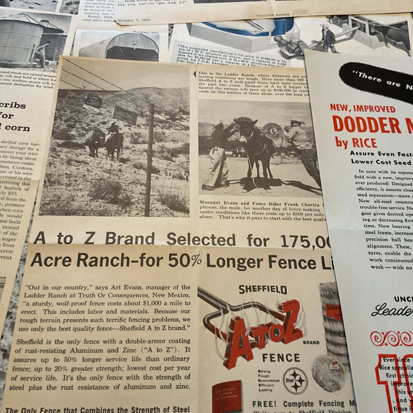 ~50 Farm Related Print Ads 1940-1960 Sprayers Buildings Equipment Fence More