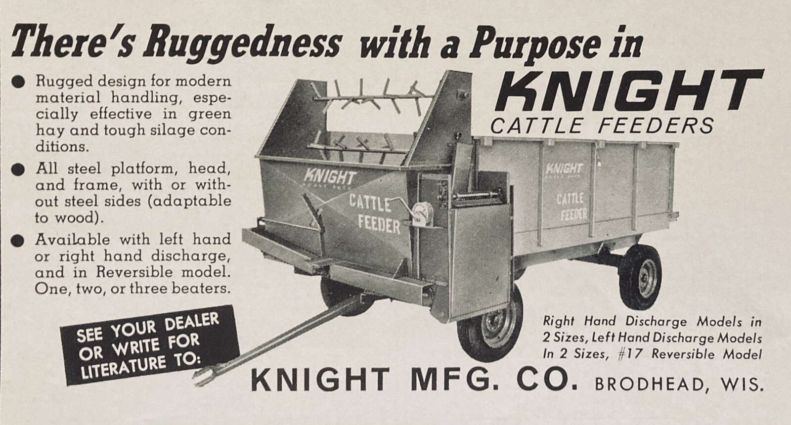 1962 AD.(XH20)~KNIGHT MFG. CO. BRODHEAD, WIS. KNIGHT CATTLE FEEDERS