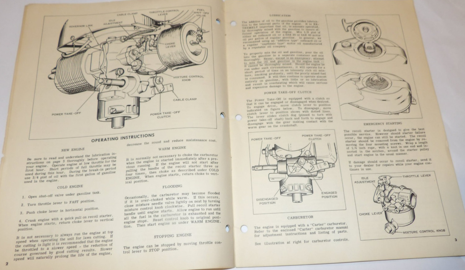VINTAGE 1950s BOLENS ENGINE OWNER MANUAL & PARTS LIST/CATALOG! 375 BA 01/BB 01