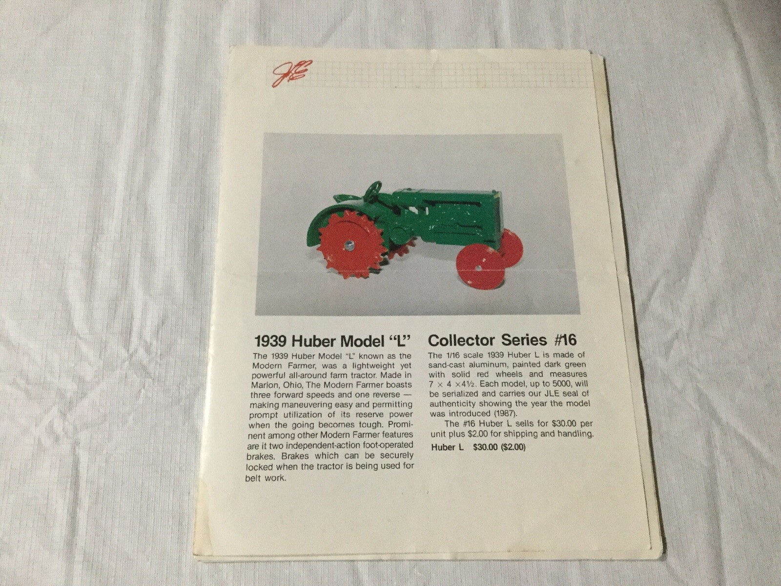 Joseph L. Ertl Collector Series NO. 16 Sales Brochure