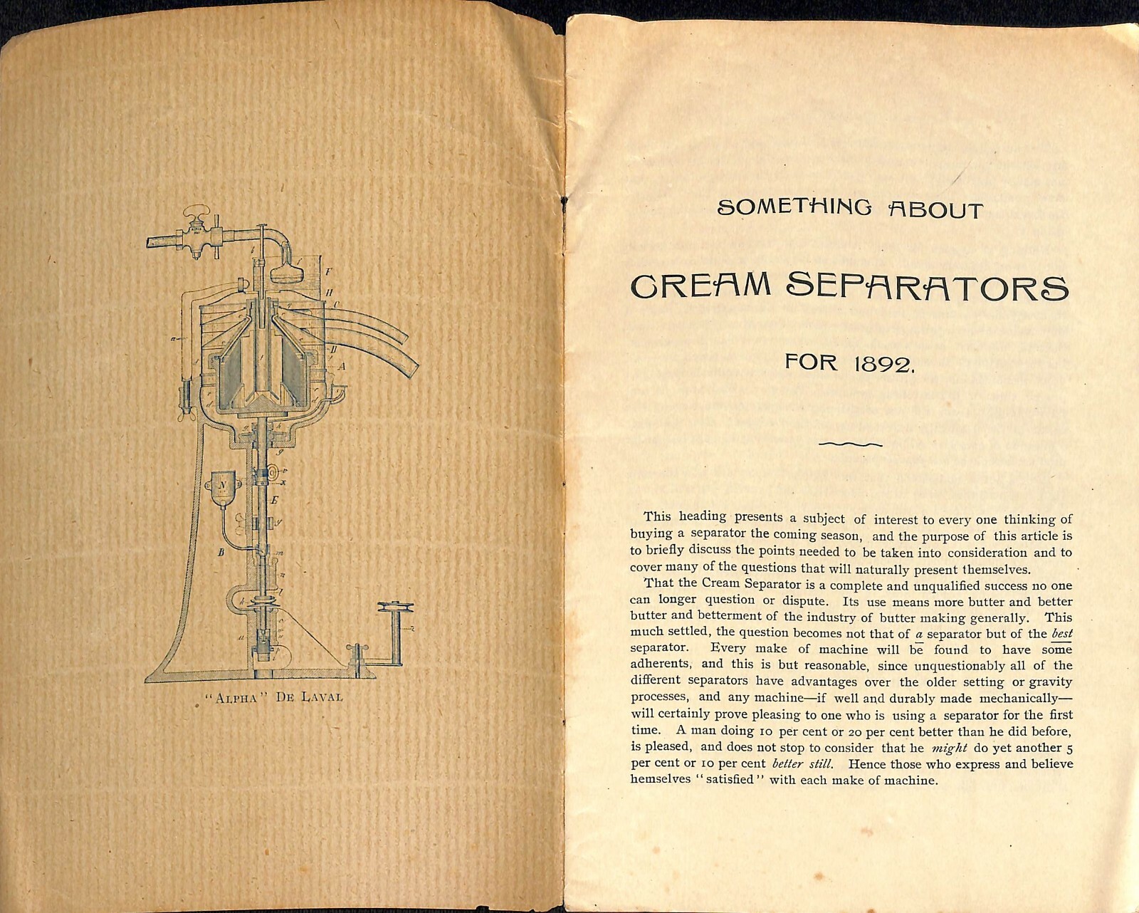 Scarce 1892 « De Laval Cream Separators Catalog » Wickson Los Angeles, CA 16pp VGC