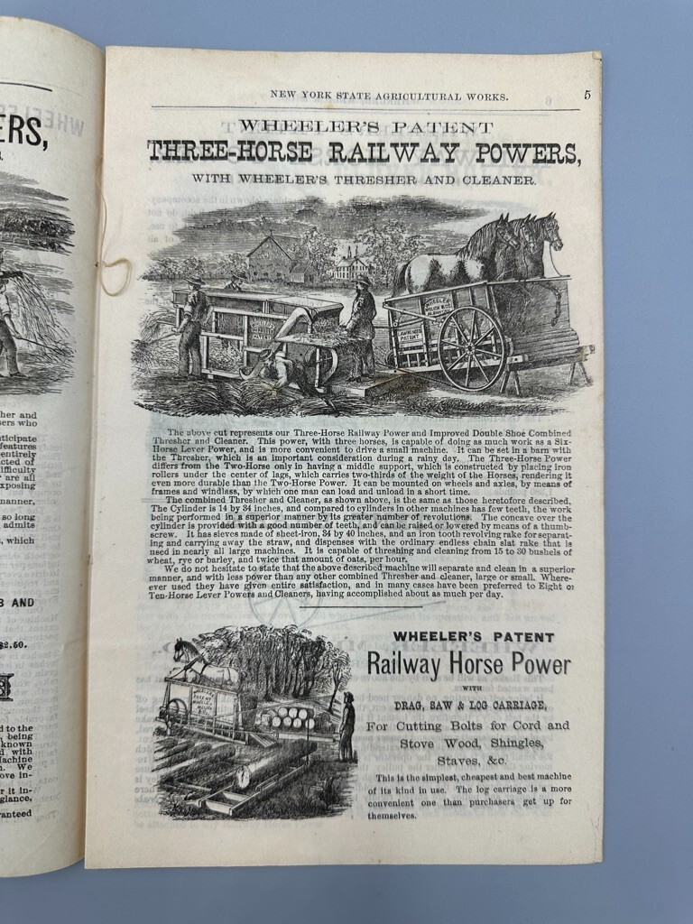 1870s NY AG WORKS Albany WHEELER MELICK Farm CHAMPION Horse THRESHER Advertising