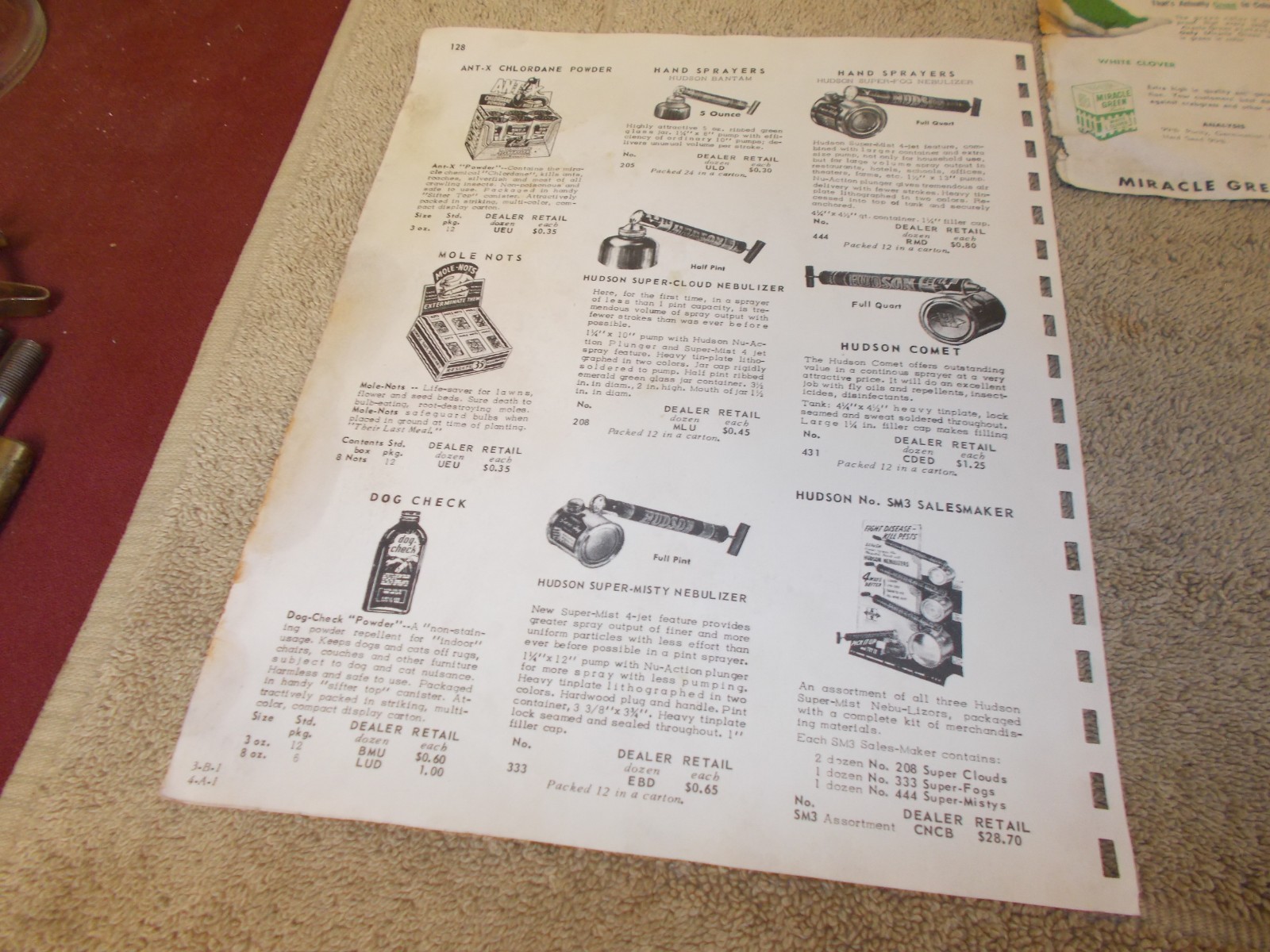 VTG 1950s DEALER AD PRICE DUPONT BLACK LEAF MIRACLE GREEN HUDSON SPRAYER