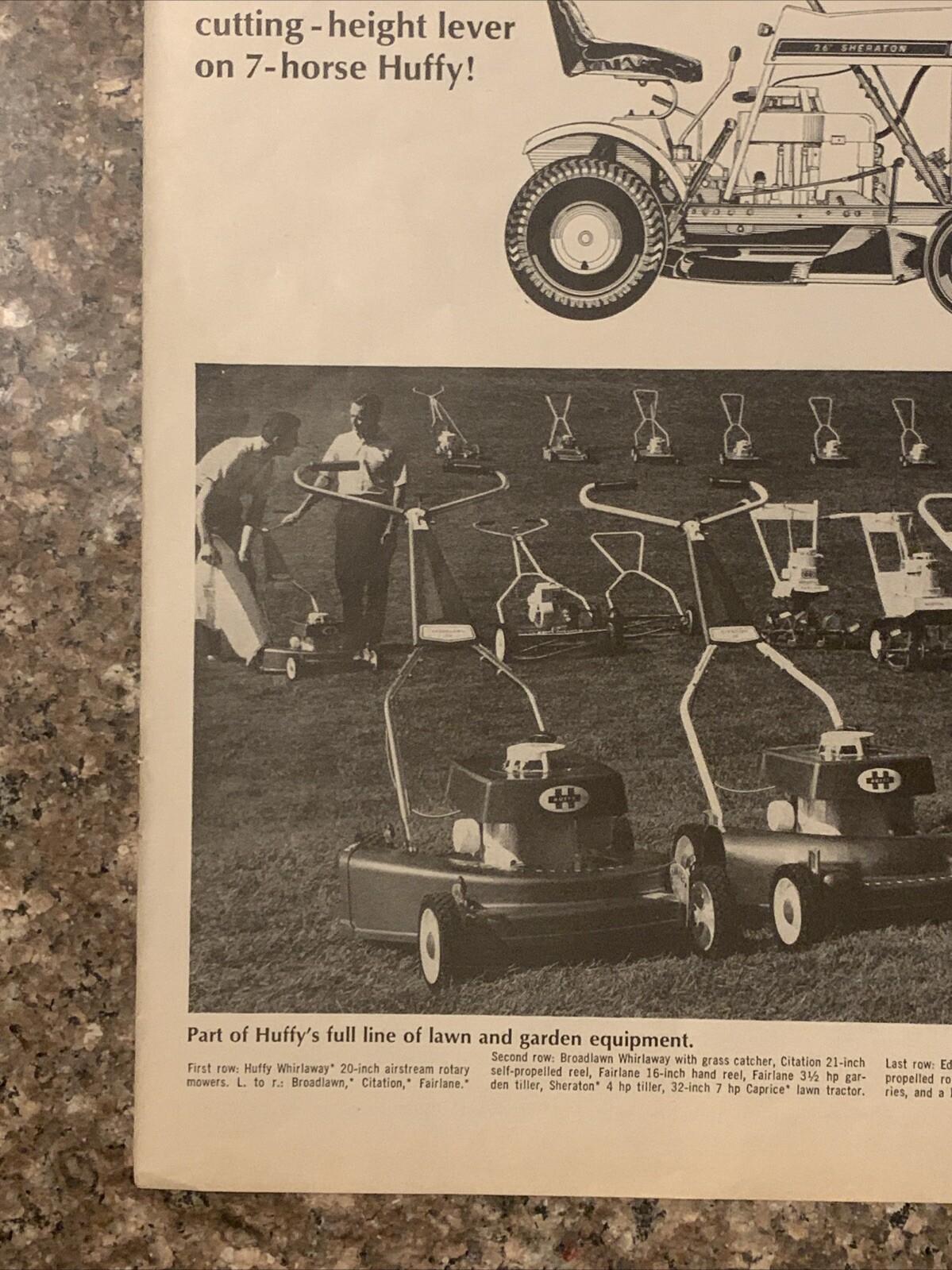 1968 Huffy Sheraton Riding Lawn Mower PRINT AD 7-HP Tractor Cut Grass VTG 1960s