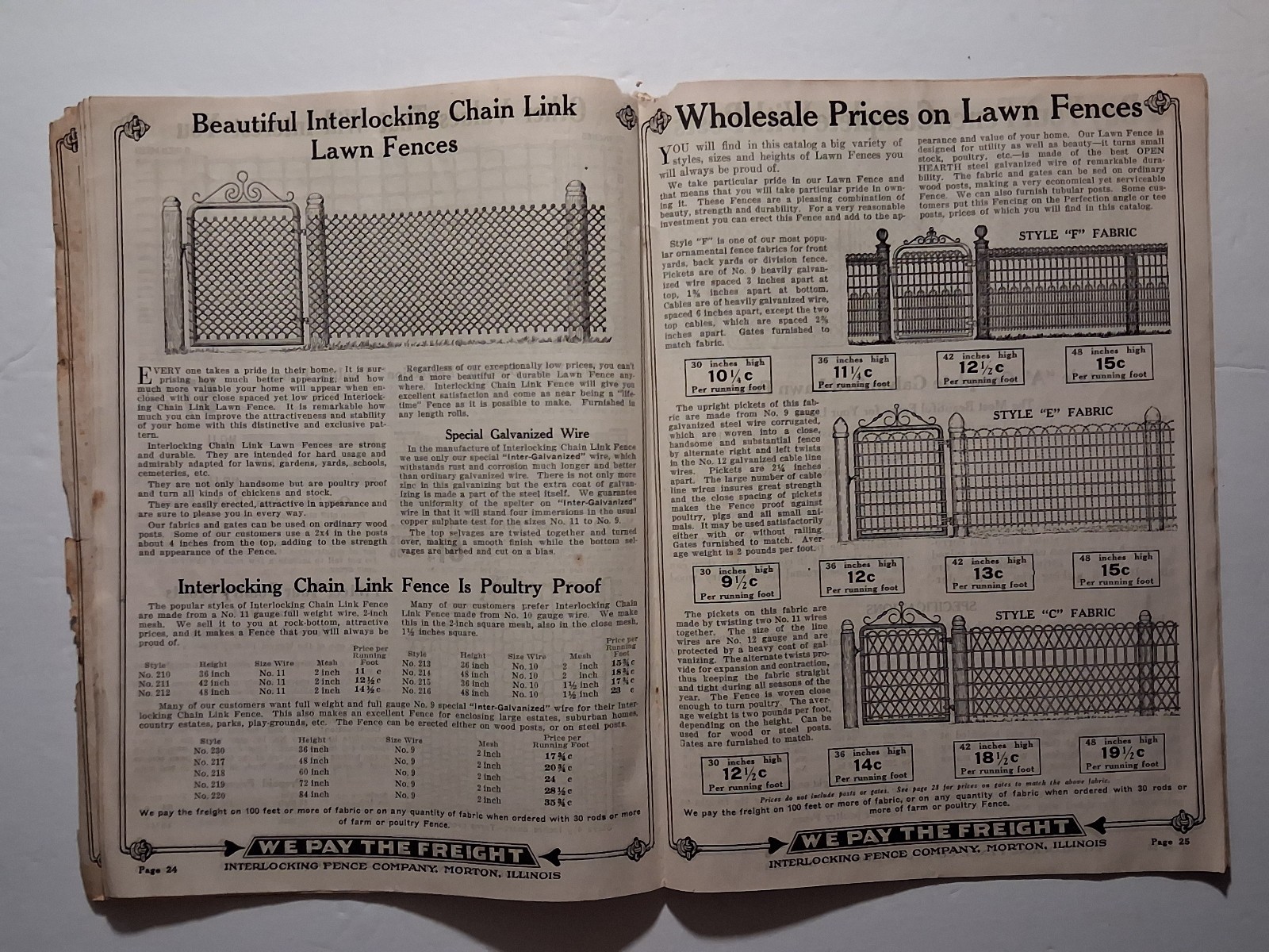 Interlocking Fence Co. Catalog, Better Fences Factory Prices, 1925