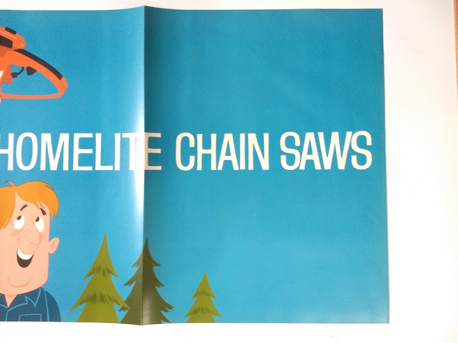 Vintage 1960s Homelite Chainsaw Blue Dealership Advertising Poster 16&Prime;x37&Prime;
